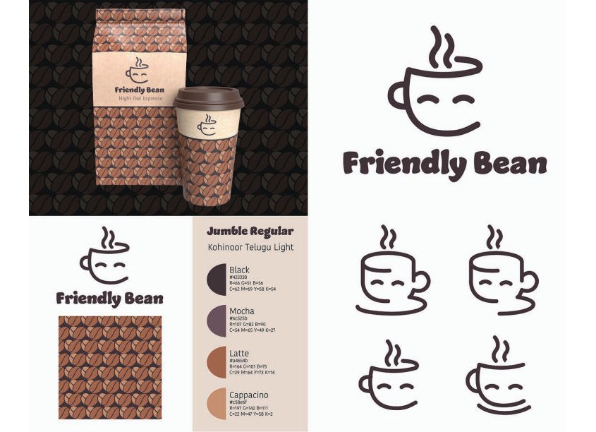 Friendly Bean Coffee Brand Identity by Columbia College Chicago