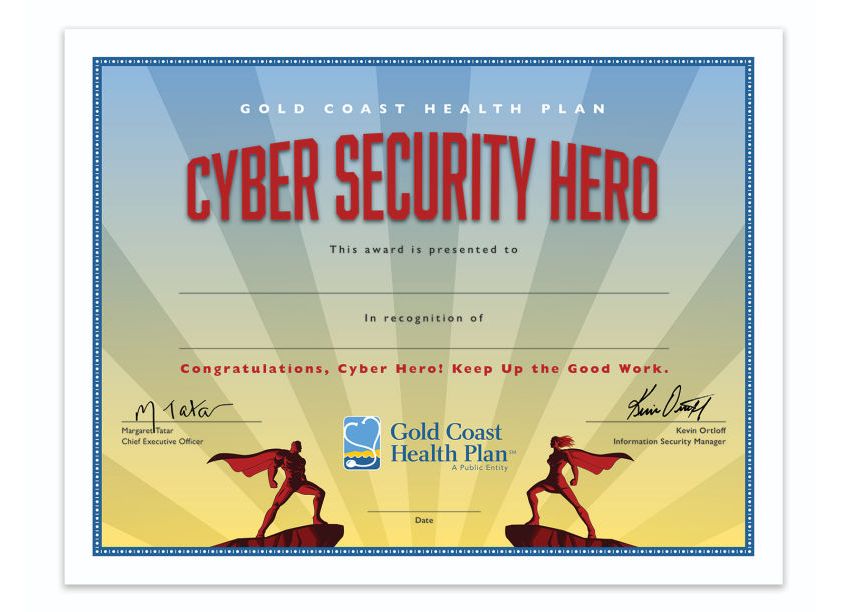 Cyber Security Hero Award Certificate by The JVP Group