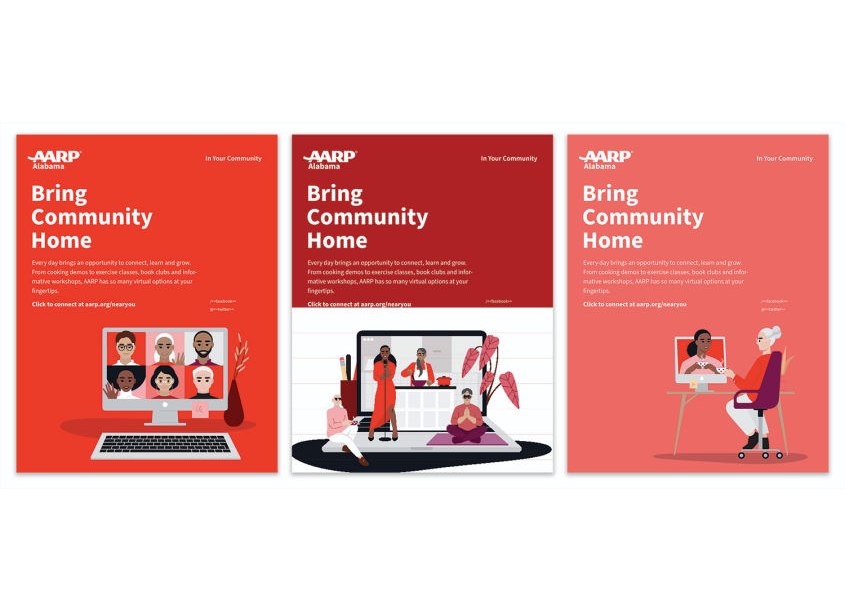 AARP Brand Creative Services Bring Community Home Advertising and Illustrations