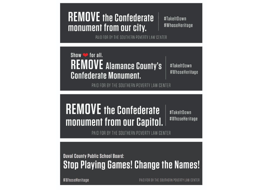 Billboards Advocating Removal of Confederate Monuments by Southern Poverty Law Center