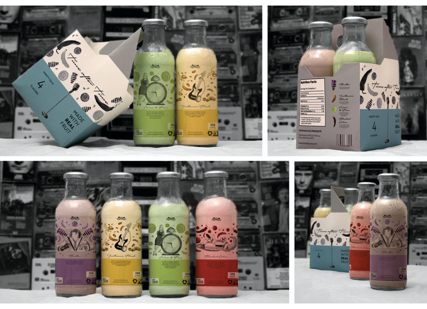 University of Central Oklahoma, UCO School of Design Time After Time Smoothie Packaging