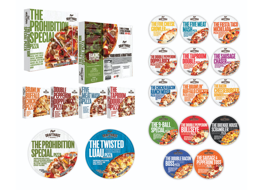 Hansen Foods Pep’s Drafthaus Frozen Pizza Packaging Label & Carton