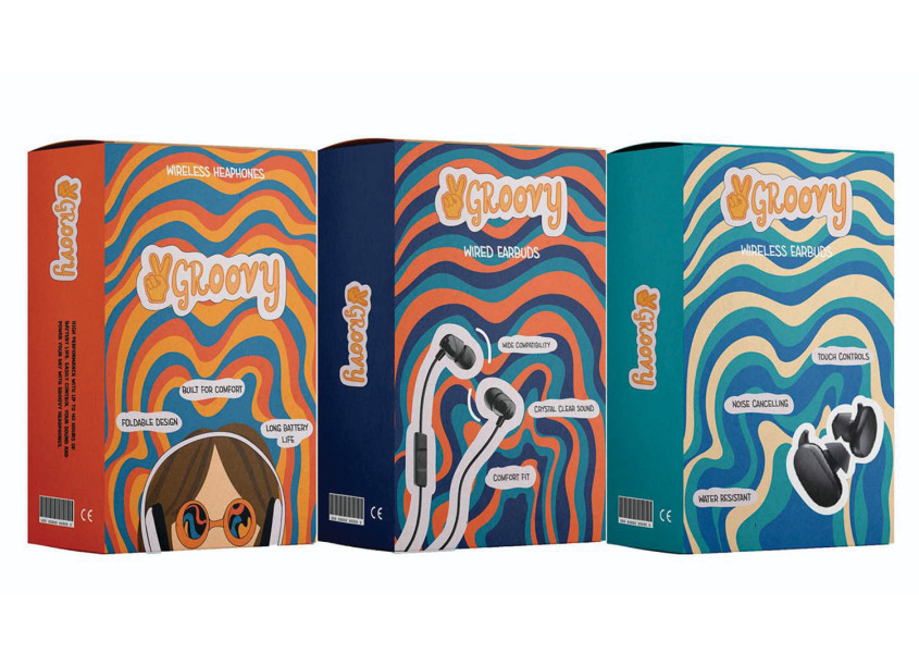 Groovy Earbuds Packaging by Pennsylvania College of Art & Design (PCA&D)
