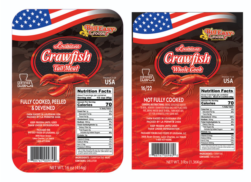 Big Easy Foods Louisiana Crawfish Packaging