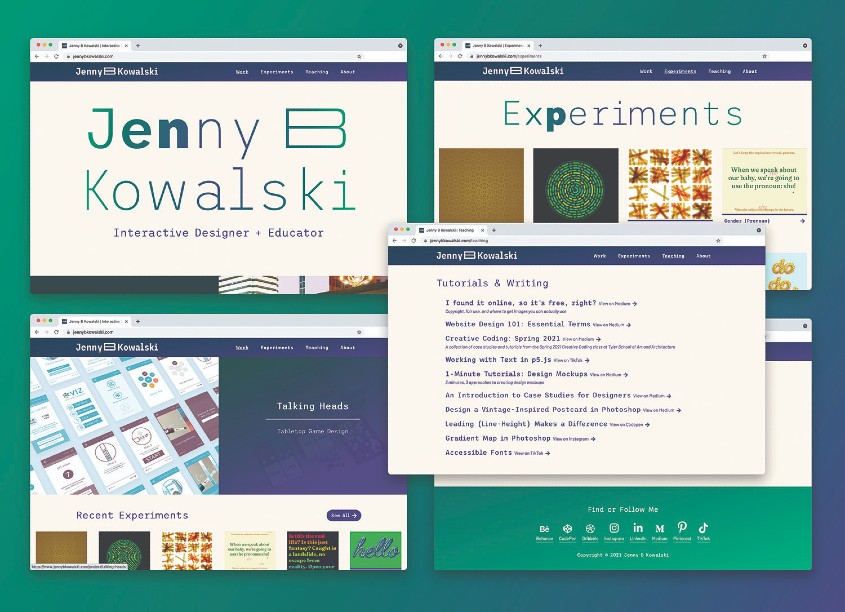 Jenny B Kowalski, Interactive Designer + Educator JennyBKowalski.com Portfolio Site