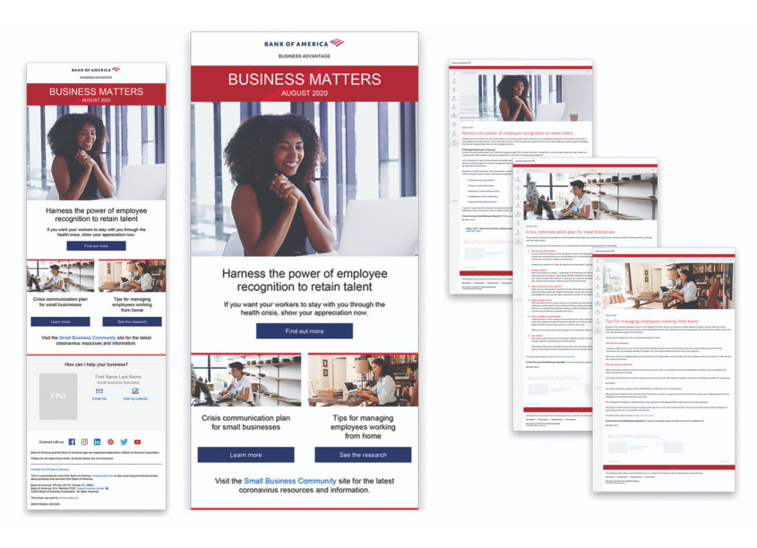 Bank of America, Enterprise Creative Solutions Small Business Newsletter, August.CV19